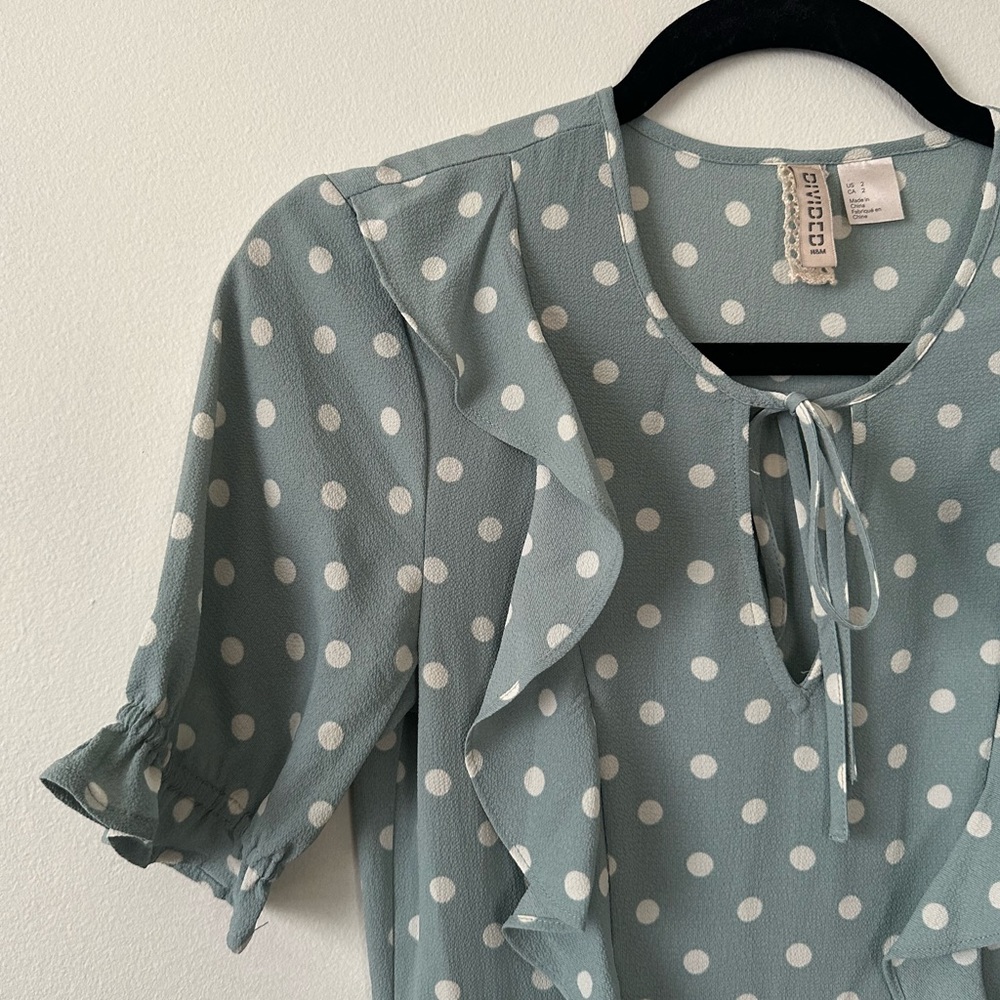 H & M Dress Blue and White Maxi Polka Dot